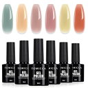 TOMICCA カラージェル ジェル ネイルアート6色 8ml 透け感あり UV LED対応 夏 ポリッシュタイプ ジェルネイル セット 初心者 プロ適用