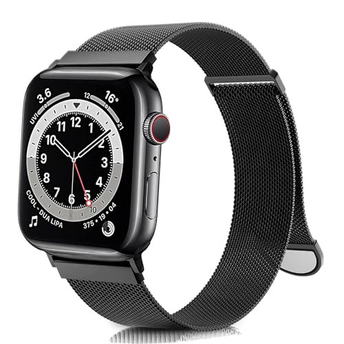 CAERMA コンパチブル アップルウォッチ バンド 38mm 40mm 41mm 42mm 44mm 45mm 46mm 49mm コンパチブル Apple Watch バンド ステンレス留め金製 男女兼用 長さ調節 強力な磁 通気 メッシュ ベルト