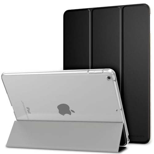 Rakuten - MoKo iPad 9.7 ケース 2018/2017 iPad 9.7型保護カバー スタンドケース オートスリープ対応 高級PUレザーPC製 裏地マイクロファイバー 軽量 薄型 傷つき/汚れ防止 スマートケース マット半透明 Black