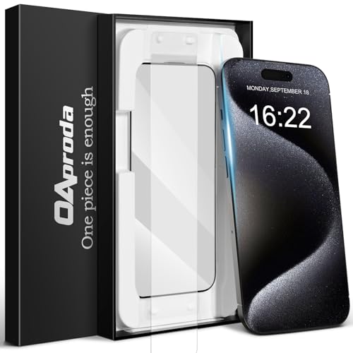 Rakuten - 1枚が3枚に匹敵 新型ガイド枠 OAproda iPhone 15 Pro 用 ガラスフィルム 一体式防塵設計 全面保護 いphone15pro 用 フィルム 硬度が9Hを超え 強化黒縁 超簡単貼り付け 気泡ゼロ
