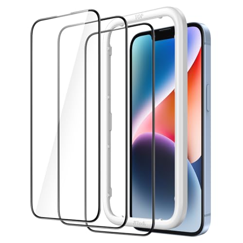 乐天商城 - JEDirect iPhone 16e 2025, iPhone14 6.1インチ用全面保護フィルム 強化ガラスフィルム 黒縁 ガイド枠付き ケースに干渉なし HDクリア 3枚セット