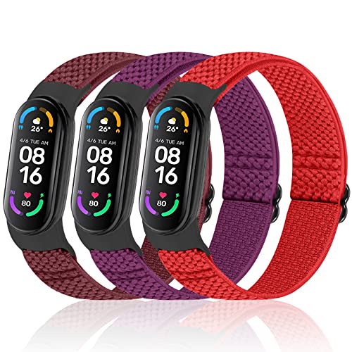 Huamanlou コンパチブル Xiaomi Mi Band 7/6/5 バンド 、弾性スポーツ 柔らかく快適で通気性の良い無段階で長さ調節ナイロンループ換えバンド3 Pack Huamanlou コンパチブル Xiaomi Mi Band 7/6/5 バンド 、弾性スポーツ 柔らかく快適で通気性の良い無段階で長さ調節ナイロンループ換えバンド3 Pack