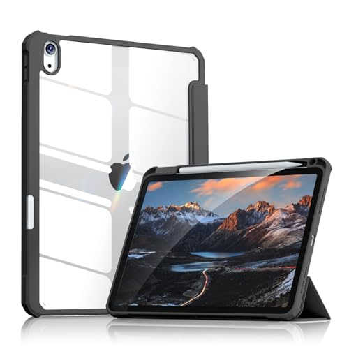 乐天商城 - Aoub iPad 11世代 (A16) 10世代 ケース iPad ケース 第10世代 2022 10.9 インチ 透明バックカバー ペンシル 収納可能 三つ折スタンド スリープ機能 軽量 薄型 傷つけ防止 TPUフレーム PU合成レザー ブラック