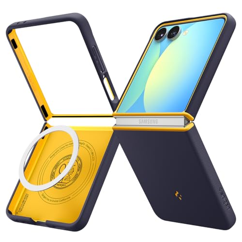 Rakuten - Spigen 創業18年の技術力 Galaxy Z Flip7 ケース TPU + PC 二重保護 滑り防止 指紋防止 MagFit対応 耐衝撃 ナノポップ マグフィット ACS09563 (ブルーベリー ネイビ)