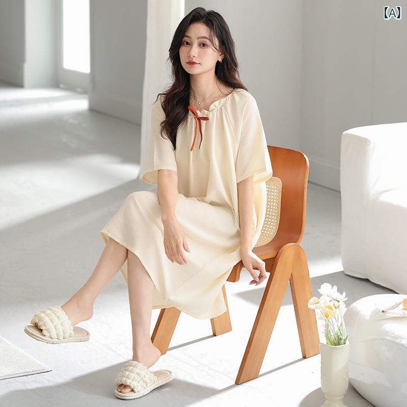 ワンピース レディース 接触冷感 ルームウェア 部屋着 パジャマ 膝丈 妊婦対応 ゆったり 涼しい 伸縮性