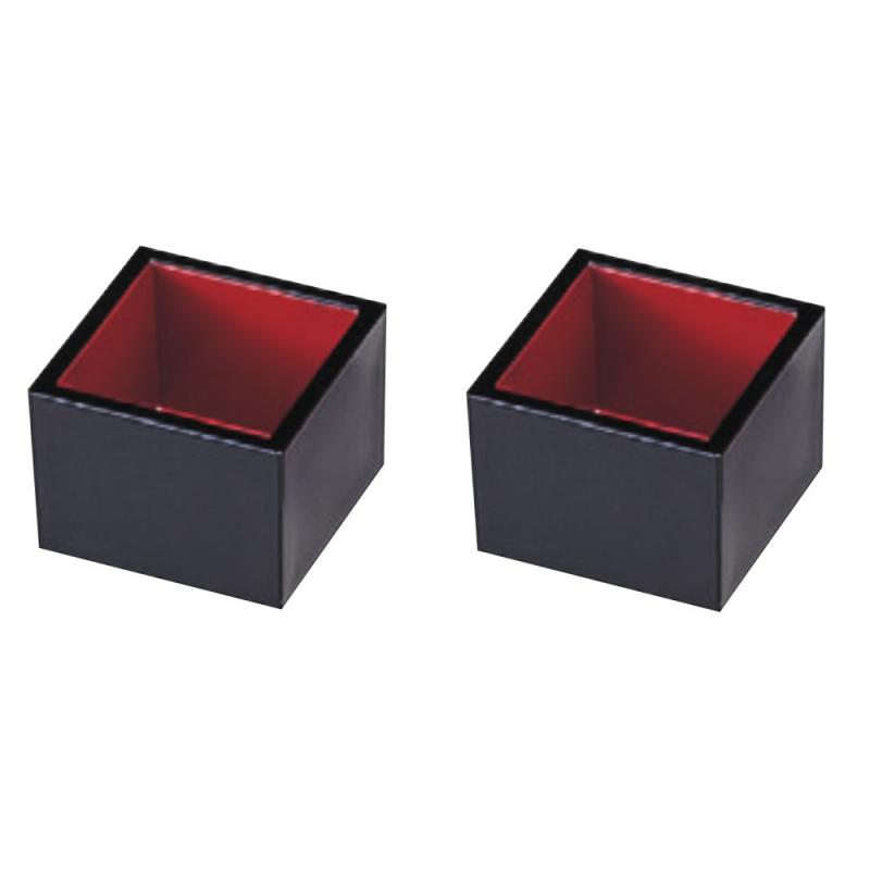 若泉漆器 割烹漆器5勺マス 黒内朱 2個組1-458-1本体サイズ:約5.9×5.9×4.2cm本体重量:約55g本体:ABS樹脂