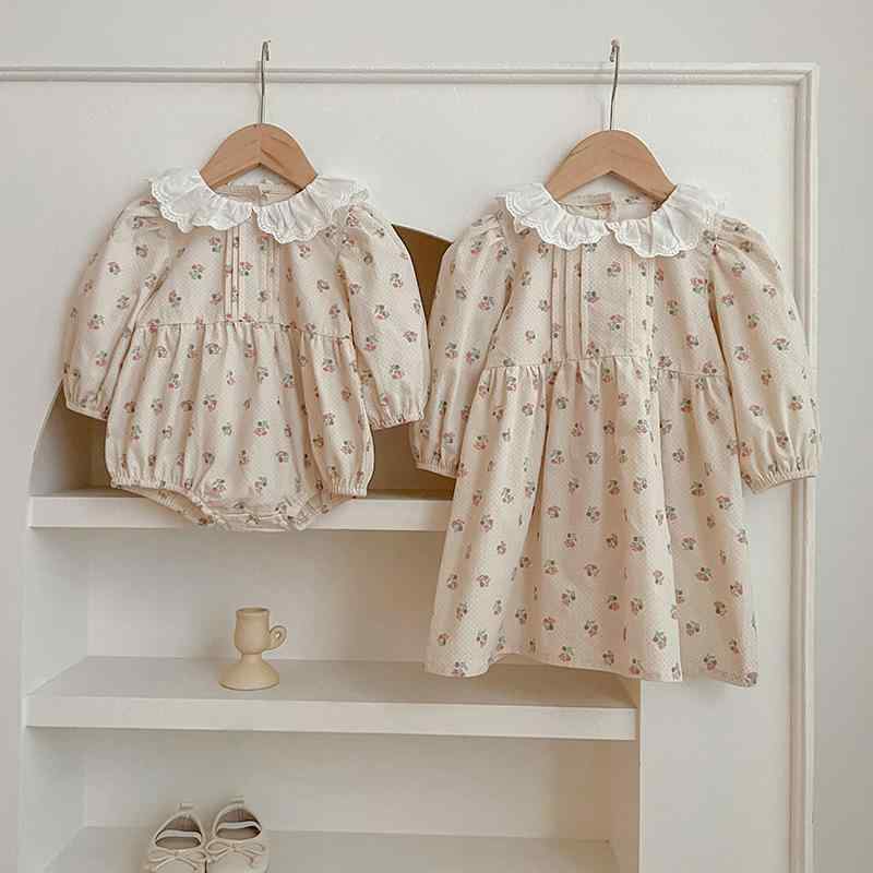 ベビー服 女の子 赤ちゃん服 長袖 ロンパース カバーオール ワンピース ドレス 丸...