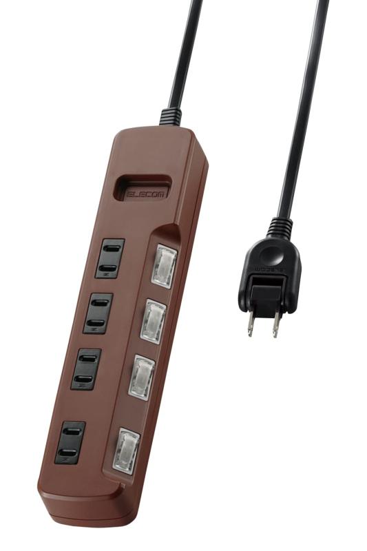 エレコム 電源タップ color style 雷ガード 省エネ 個別スイッチ 個口 m ブラウン T-BR02-2 BR