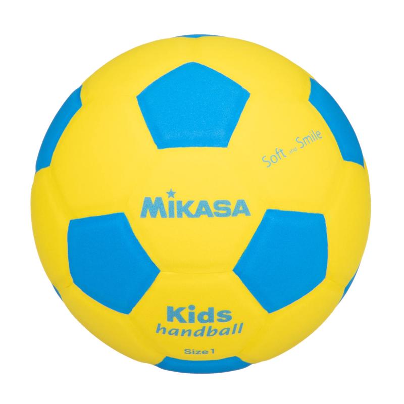 ミカサ(M) スマイルハンドボール 1号 (小学生用) EVA素材 SH1-YBL 推奨内圧0.10~0.15(kgf/㎠)キッズ/小学校用円周49.5~50.5cm 重量約150gスマイルボール 軽量ハンドボール1号球EVA素材の発砲度合いと鮮やかな色合いの性質を利用し、見た目にやわらかさを感じられる優しい手触り。柔らかくても丸さを保ち、軽量で弾みの良いボール。タイ製