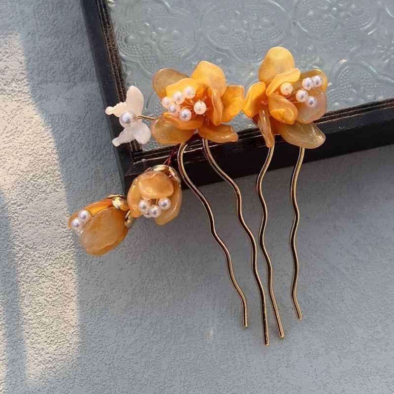 髪飾り レディース かんざし 簪 歩揺 ヘアコーム 牡丹 瑠璃 合金 古風 漢服 時代衣装 レトロ 優雅 和装..