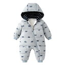 Baby nest ベビー服 ジャンプスーツ カバーオール クルマ 長袖ロンパース フード付き 防寒 秋冬用 男の子 女の子 66 73 80 90 100(4)