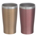 ebata サーモタンブラー ペア 真空断熱 二重構造 ステンレス リュクス ゴールド&ピンク 340ml ギフトセット 51432