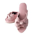 ヒールスリッパ 8cm 厚底リボンスリッパ (ピンク)(3)