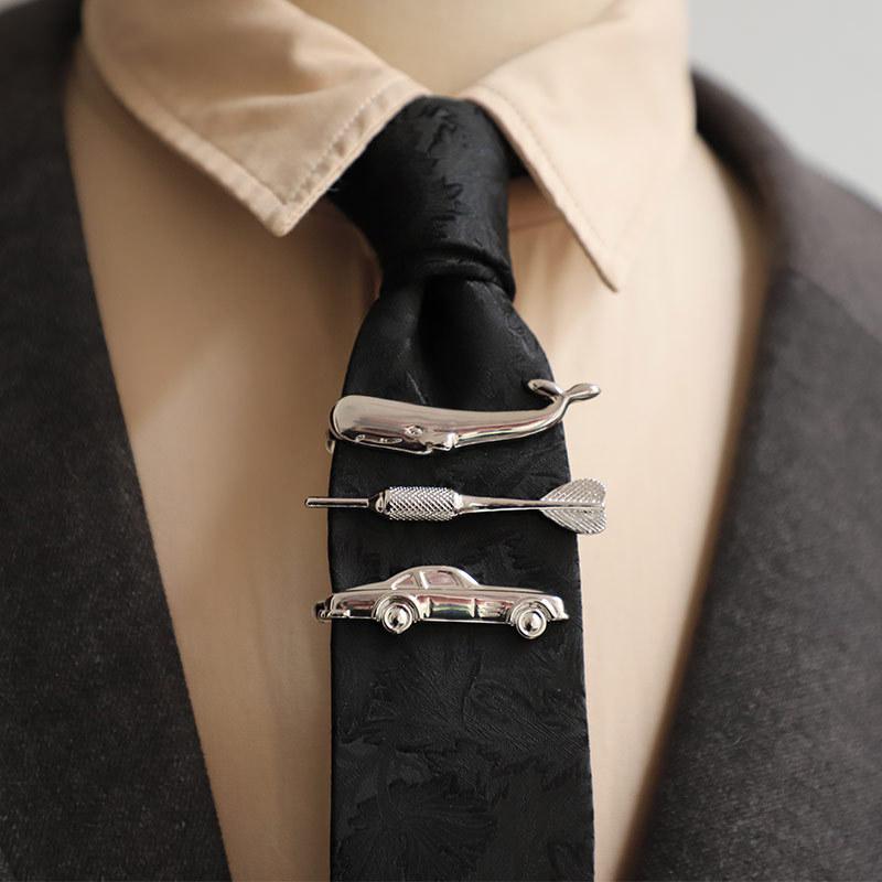 ネクタイピン メンズ 男性用 レトロ ユニーク 個性的 メタル 合金製 シャーク 車 モチーフ タイクリップ 韓国風 シンプル 多用途 ビジネス カジュアル スーツ プレゼント