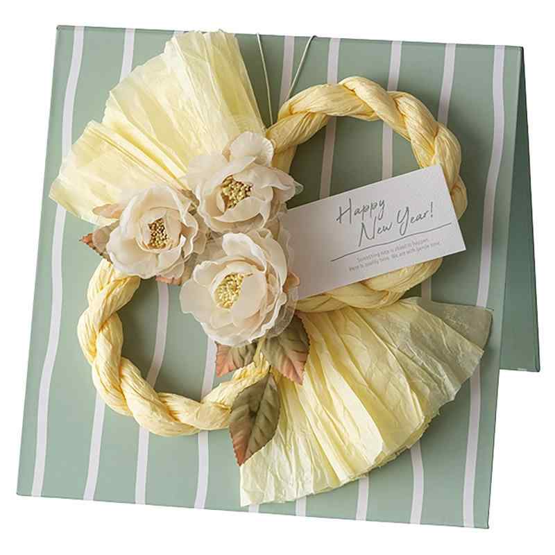 ヘッズ 装飾 リース 25×25cm M 緑 黄 2個 スタンディングリース 正月 モダン しめ縄飾り ストライプ HEADS GS-SWM1