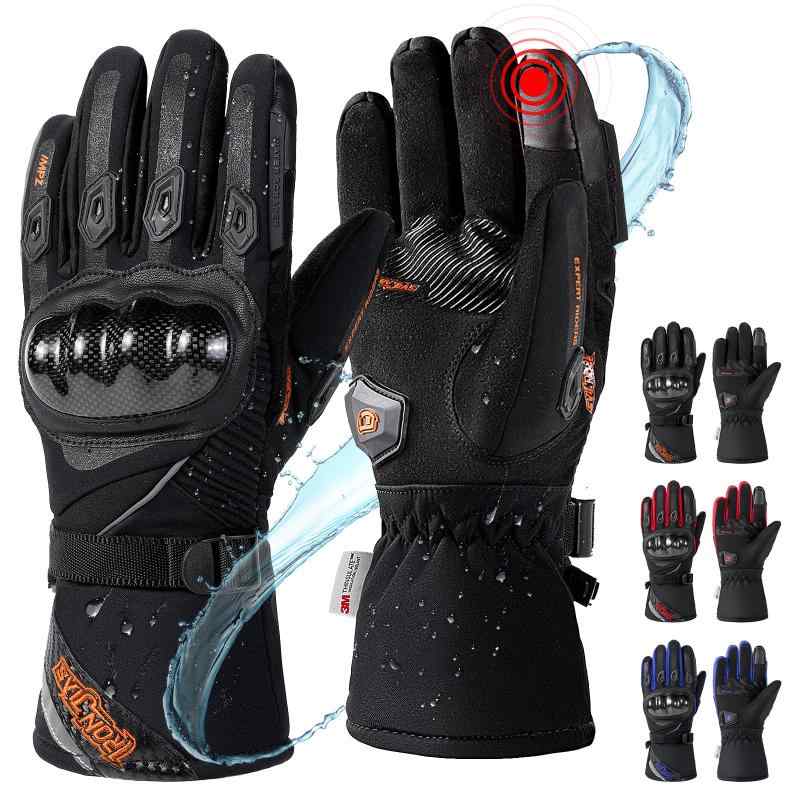 バイクグローブ 冬 防寒 防水 タッチパネル対応 3Mシンサレート カーボンファイバー オートバイグローブ レーシング手袋 防風 耐衝撃 オートバイグローブ 手袋 男女兼用