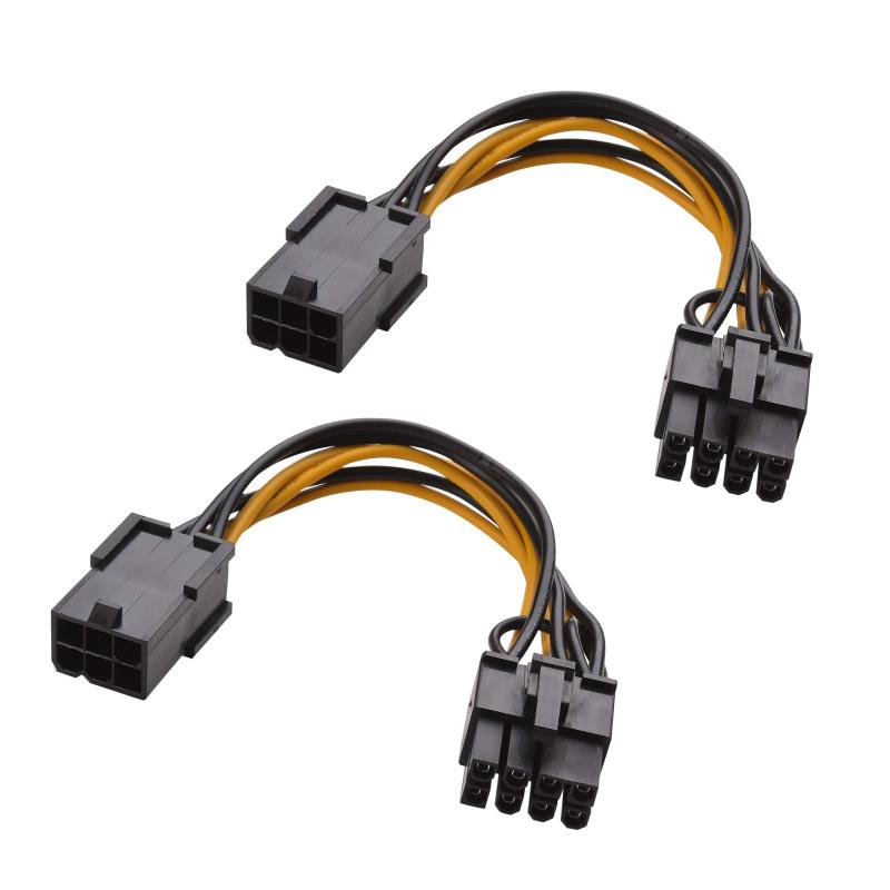 2本セット 6ピンPIe→8ピン PIe 変換電源ケーブル - 10cm、ビデオカード対応のサムネイル