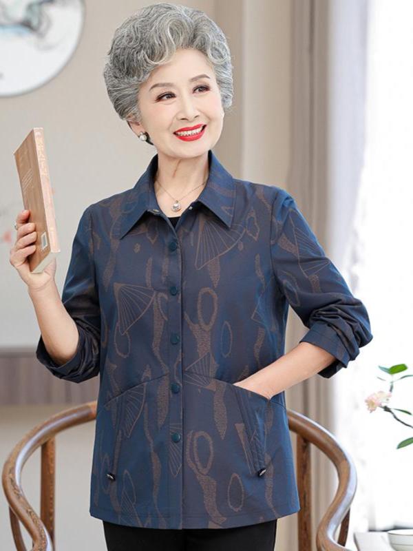 アウター シニア ミセス 婦人服 中老年女性向け ジャケット スプリングコート ウインドブレーカー シャツ襟 春秋 ラビットファー メッシュ カジュアル 普段使い エレガント 上品 ブルー レッド