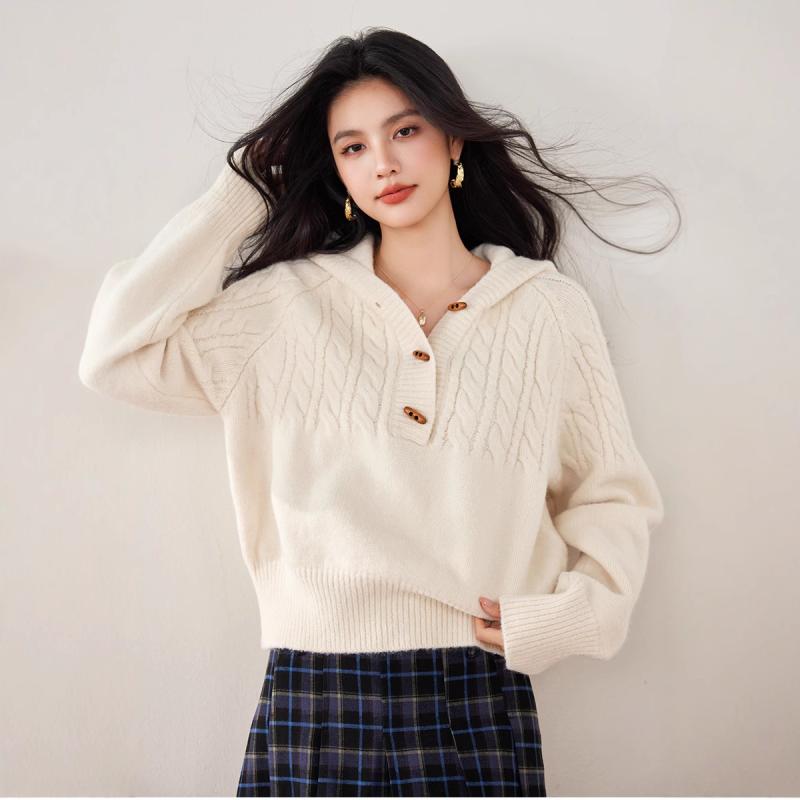 ・素材: ビスコース繊維 50〜70%, スパンデックス 30%以下・柄: 無地・厚さ: 厚手・セット形式: 単品・スタイル: プルオーバー・フィット: ゆったり・袖タイプ: ラグランスリーブ・ネックライン: フード付き・袖丈: 長袖・デザイン: パッチワーク・着丈: ミドル丈・加工: ニット・カラー: オフホワイト・サイズ: S,M,L・テイスト: 日韓カジュアル、リラックス、コンフォートカジュアル・カテゴリ: セーター、ニット