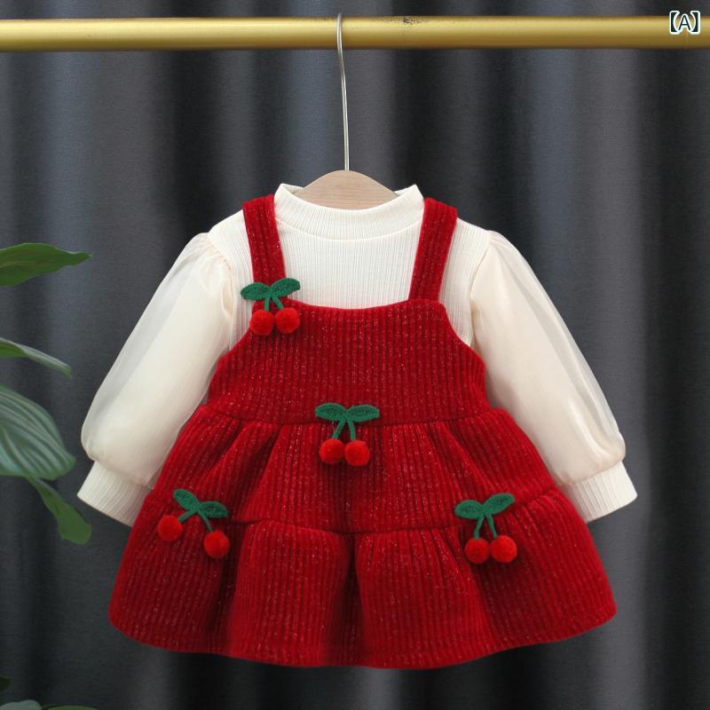 ワンピース 女の子 ベビー 幼児 冬物 裏起毛 プリンセス 韓国風 かわいい おしゃれ 1歳 誕生日 バースデー セレモニー ドレス 2