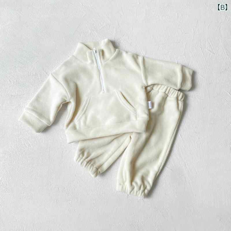 セットアップ キッズ 男の子 女の子 秋冬 韓国風 スタンドカラー フリース裏起毛 ...