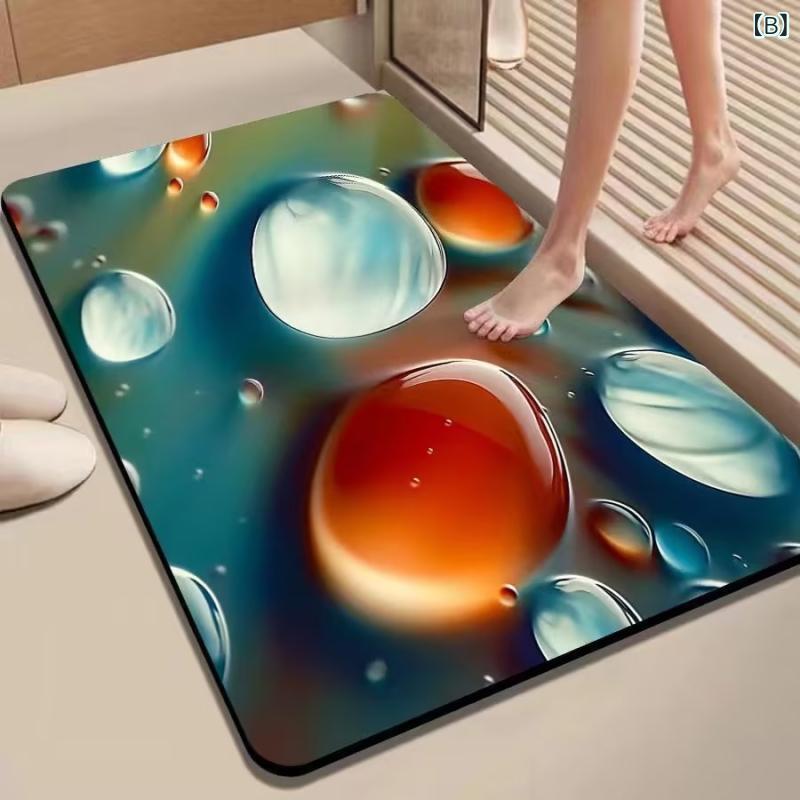 マット 珪藻土 3D 立体 小石柄 吸水速乾 滑り止め 防滑 バスマット 足拭きマット フロアマット 玄関マット 浴室 バスルーム 洗面所 トイレ キッチン 台所 3