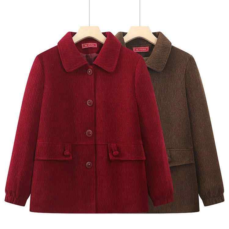 樂天商城 - ジャケット ミセス 女性用 中高年向け 薄手 アウター 長袖 春秋 シンプル 上品 無地 コットン ポケット 羽織り ゆったり 普段使い お出かけ 通勤 カジュアル レッド ブラウン