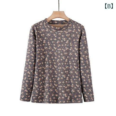 トップス レディース ミセス シニア 女性用 保温 あったか 裏起毛 厚手 花柄 長袖 半ハイネック プルオーバー カットソー 秋冬 ゆったり インナー ajyuri-10195899 あじゅり サンプル画像3