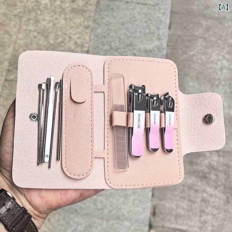 ネイルケア用品 爪切りセット 多機能 フルセット ステンレス製 ポータブル レザーケース 収納 爪やすり 甘皮処理 セルフネイル 旅行用 身だしなみ ajyuri-10198156 あじゅり サンプル画像2
