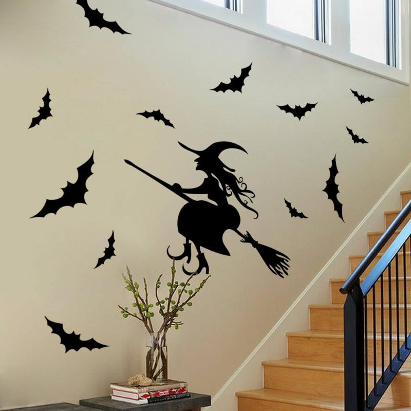 ウォールステッカー ハロウィン 魔女 ほうき おしゃれ かわいい クリエイティブ イベント パーティー ..