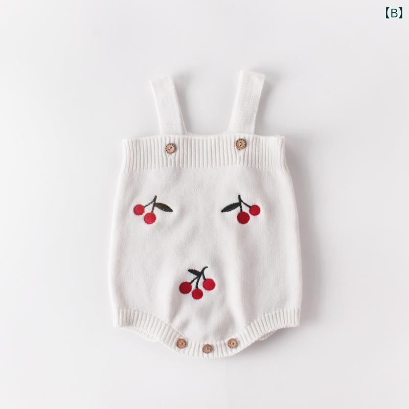 ベビー 女の子 新生児 幼児 春夏 綿100% 肌に優しい かわいい チェリー刺繍 長袖 ...