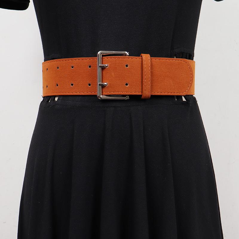 ベルト 秋冬 レトロ クラシック マット スエード 牛革 本革 高級感 ウォームブラウン 太め 幅広 ウエス..