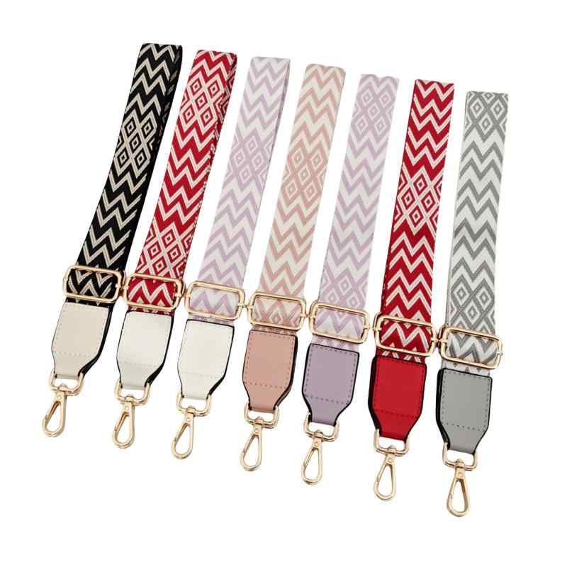 ショルダーストラップ カラフル ウェーブ柄 幅広 ポリエステル バッグ 付け替え用 アジャスター付き 長さ調節可能 肩掛け 斜め掛け 負担軽減 鞄 アクセサリー