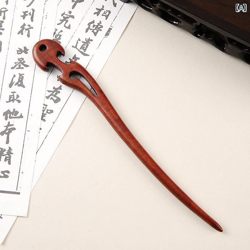 簪 紅檀木 黒檀木 木製 和風 中華風 レトロ アンティーク 髪飾り ヘアスティック まとめ髪 アップヘア ..