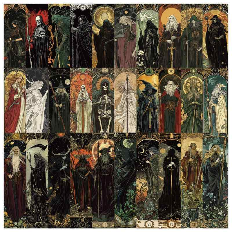 しおり ブックマーカー 30枚 ゴシック ダーク 闇系 魔法使い ウィザード おしゃれ 高級感 クリエイティ..