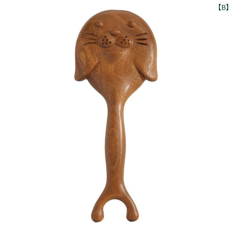 櫛 ブラシ 檀木製 天然木 かわいい猫モチーフ クッションブラシ エアクッション 頭皮マッサージ 髪サラサラ 絡まない スムーズヘア 携帯用 旅行用 持ち運び デイリーユース ヘアケア 男女兼用 ajyuri-10237566 あじゅり サンプル画像3