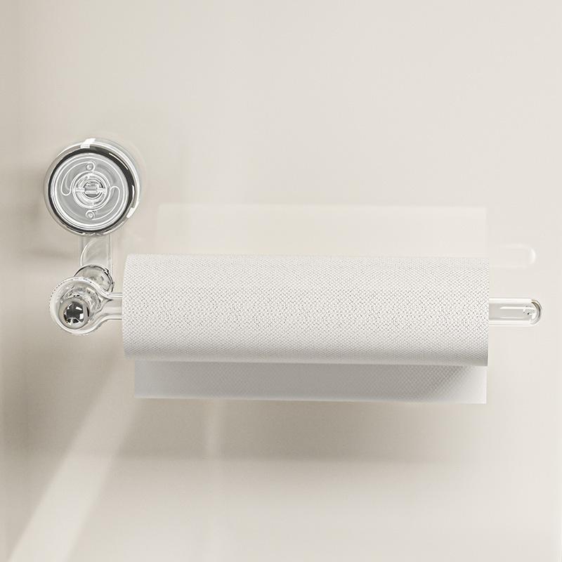 ペーパーホルダー 吸盤式 キッチンペーパー ラップ トイレットペーパー 壁掛け 穴あけ不要 回転式 省スペース 多機能 収納ラック