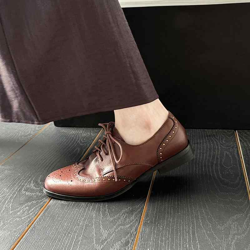 革靴 レディース 英国風 ブリティッシュ ローファー レースアップ 紐靴 太ヒール チャンキーヒール ラ..