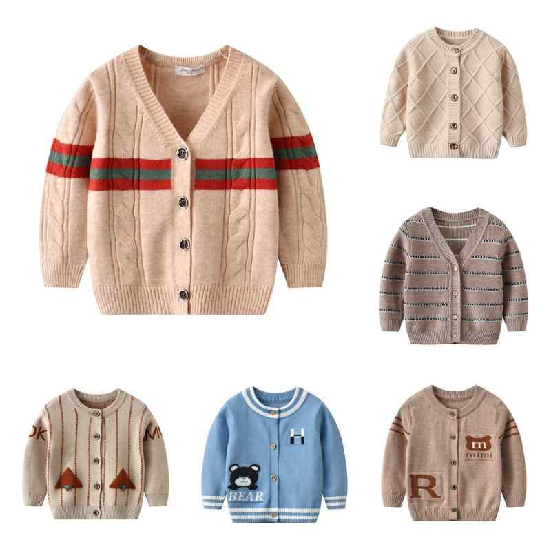 ベビー服 男の子 秋冬 ニット カーディガン 長袖 前開き ラウンドネック 無地 再生繊維 ソフトタッチ ..