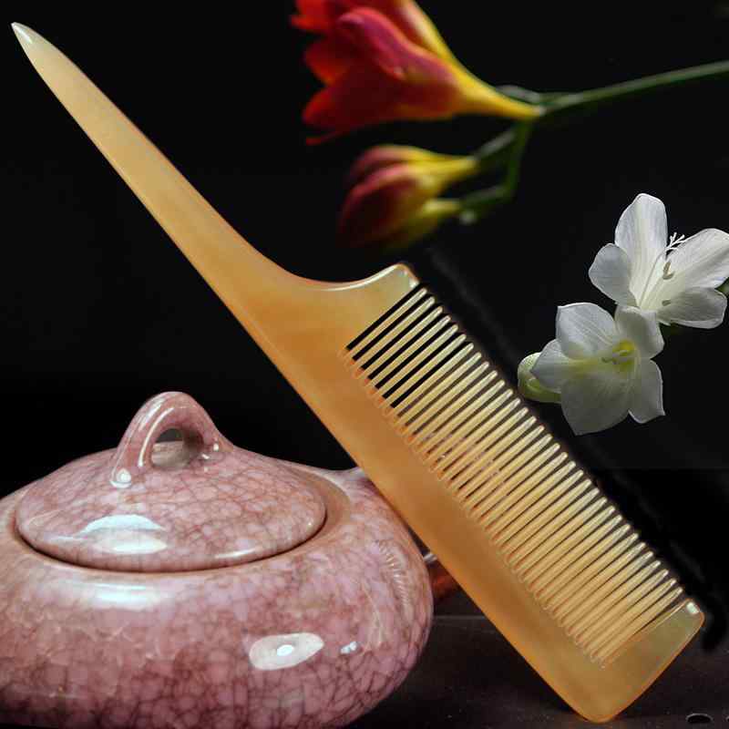 コーム 牛角製 美髪 頭皮マッサージ 粗目ワイド 経絡かっさ 顔用マッサージ 突起付 静電気防止 血行促進 多機能 ヘアブラシ スカルプケア 天然素材 ホームエステ