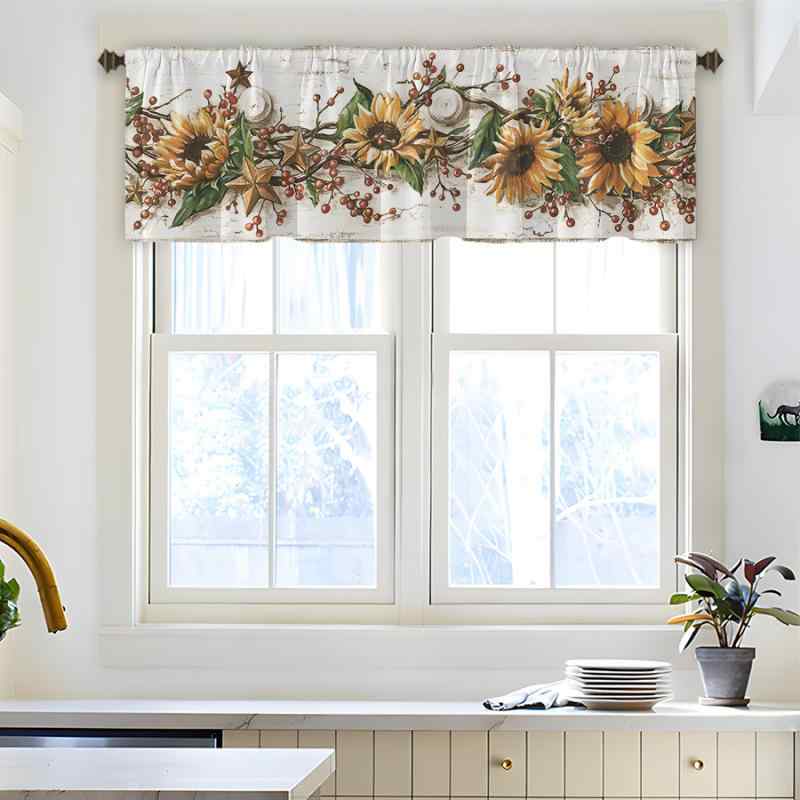 カフェカーテン 多色 花柄 ショート丈 キッチン 小窓 リビング 玄関 目隠し 間仕切り 装飾 アメリカンスタイル ポリエステル混紡