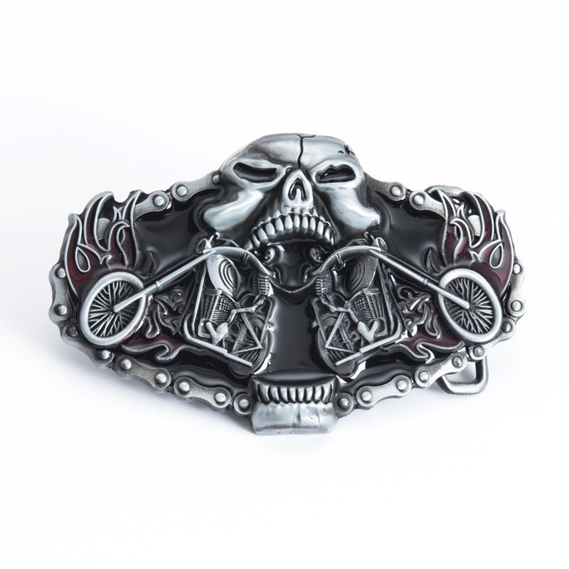 ベルトバックル メンズ 男性用 バイカー ライダー 亜鉛合金製 スカル ドクロ プレート型 個性的 ユニーク カジュアル アウトドア