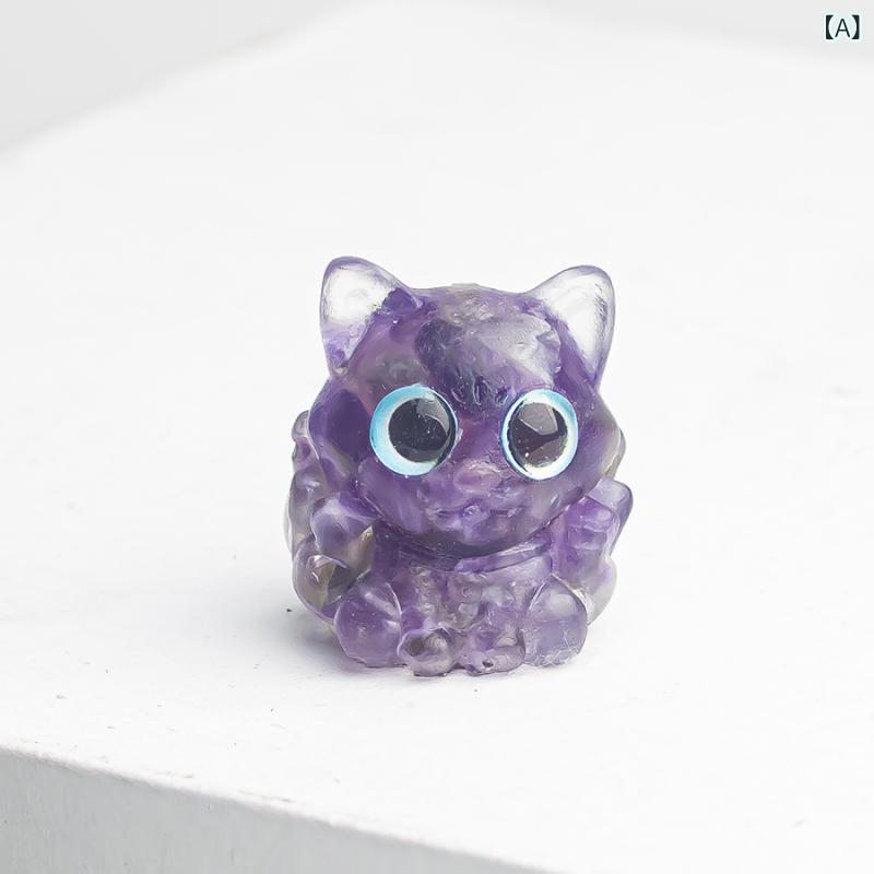 インテリア雑貨 九尾の狐 天然水晶 さざれ石 レジン 樹脂製 かわいい ミニチュア 動物モチーフ 置物 オブジェ アメジスト 開運 幸運 ラッキーアイテム 癒し 高級感 デスク リビング 玄関の商品画像 2