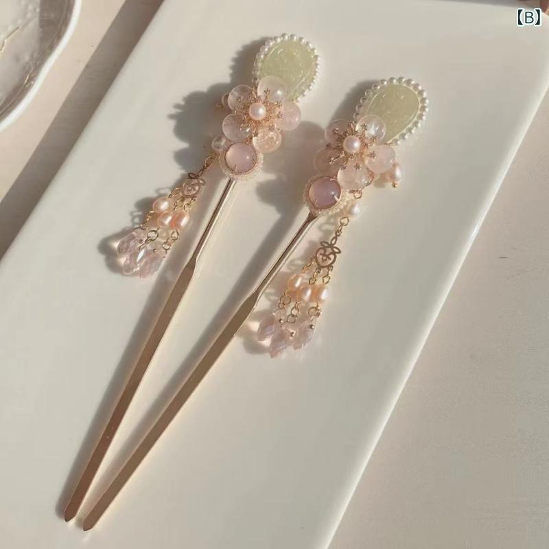 ヘアアクセサリー レディース 髪飾り かんざし 簪 桃花 一本差し 揺れる タッセル ...