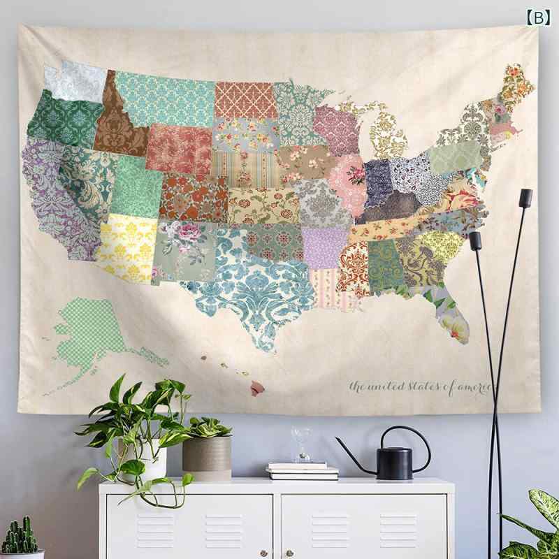 タペストリー 世界地図 星空柄 デジタルプリント 壁掛け インテリア 装飾 背景布 リビング 寝室 子供部屋 オフィス 店舗用 おしゃれ モダン ポリエステル スクエア 3