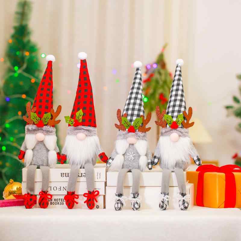 Ceremony, Events Services - クリスマス飾り 長脚 ドール ぬいぐるみ ルドルフ チェック柄 鹿の角 帽子 布製 マスコット 置物 ショーウィンドウ 玄関 リビング 店舗装飾 パーティー デコレーション かわいい