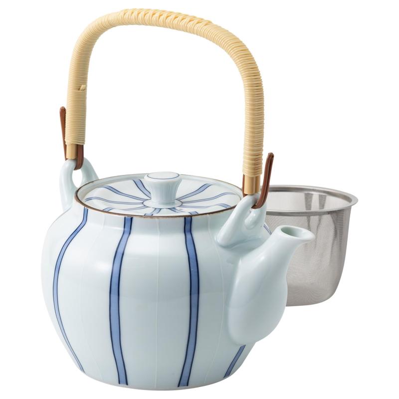 有田焼 土瓶 ポット 容量約1.3L 一珍呉須十草 ブルー 電子レンジ可 食洗器対応 37653