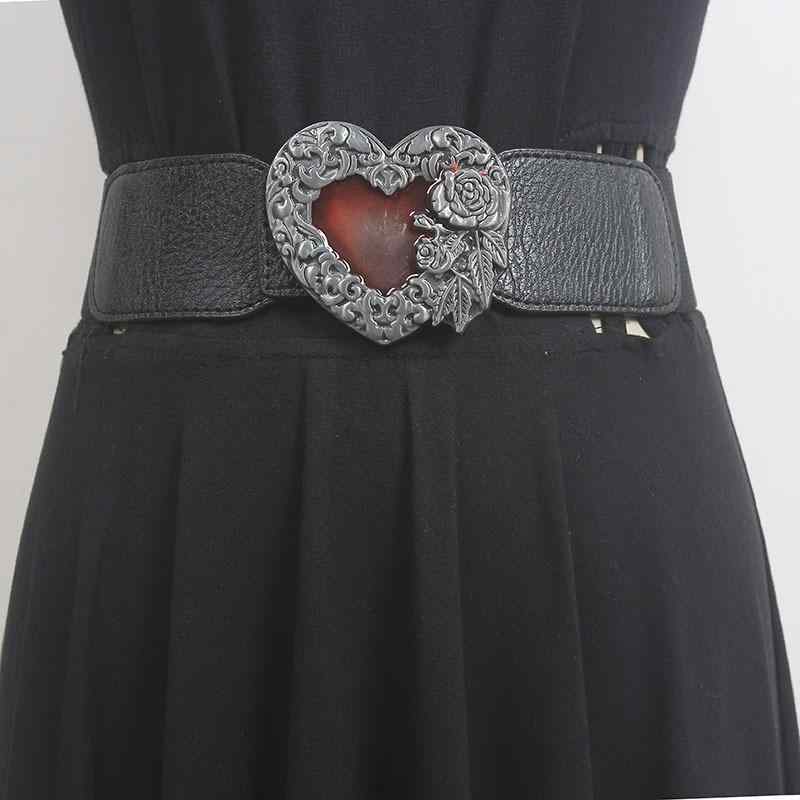 ベルト レディース アメリカンレトロ ハートモチーフ 韓国風 万能 デニム ジーンズ カジュアル 普段使い おしゃれ かわいい PUレザー 合皮 太め 合金 針バックル