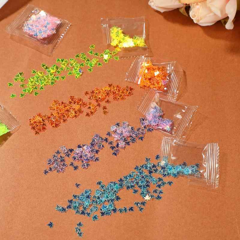ネイルパーツ ネイルアート オーロラ メープルリーフ 紅葉 モチーフ スパンコール ...