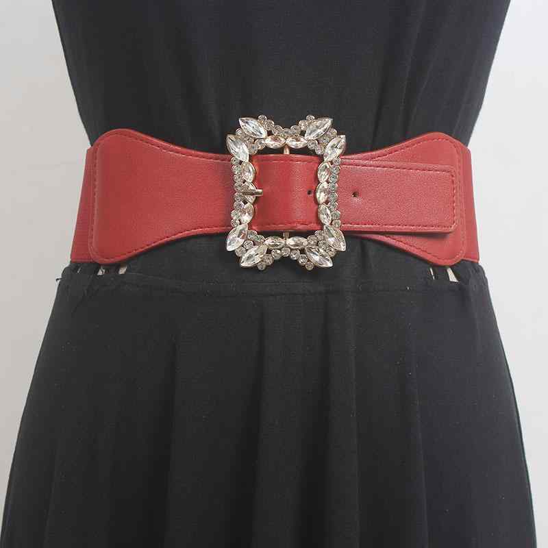 ベルト レディース 太め ウエストマーク サッシュ フェイクレザー 伸縮性 ラインストーン ビジュー 装飾 ゴム ストレッチ ワンピース ドレス アウター ダウンジャケット